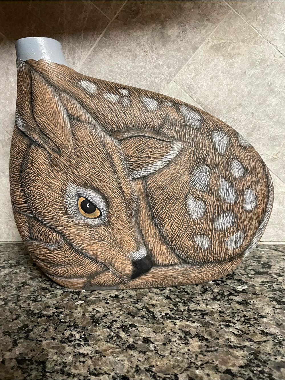 Hand Crafted Fawn Brown and White Decorative Vase